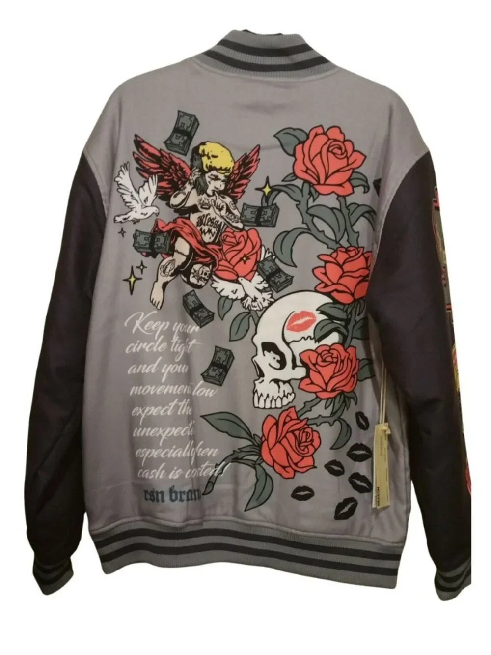 REASON Trust Patch Varsity Jacket Gray Men's Size XL - NEW